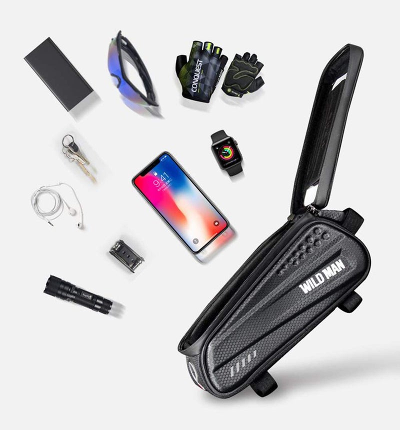 WILD MAN Rainproof Bicycle Front Frame Bike Bag with Touch Screen Phone Mount for Road Mountain Bikeï¼ˆBlack,ES3ï¼‰ - Image 5